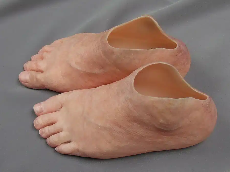 A pair of feet that are made to look like they were eaten.